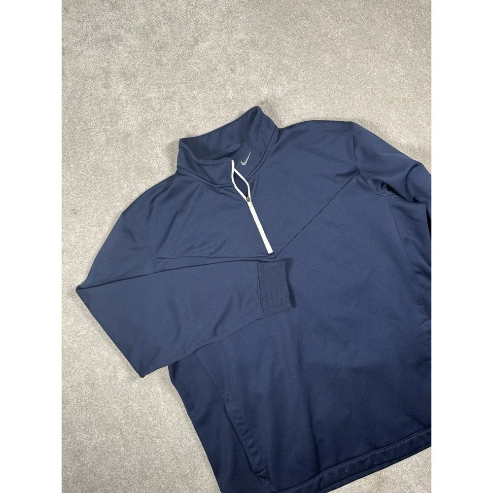 NikeGolf Tour Performance Blue XL Long Sleeve 1/4 Zip Dri Fit Mock Active Pocket